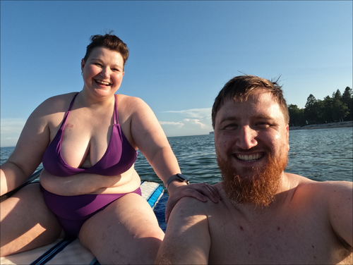 Enjoying Lake Michigan with Rhiannon