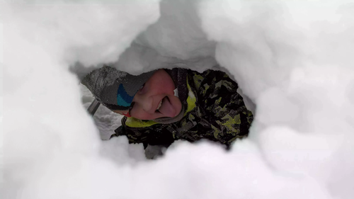 Wyatt in the snow tunnel