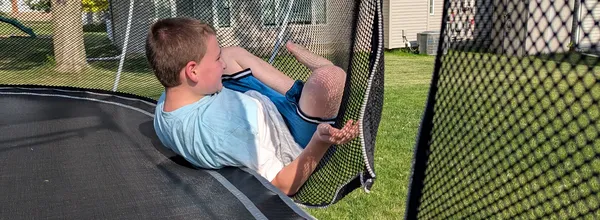Wyatt About Rolled Off The Trampoline.