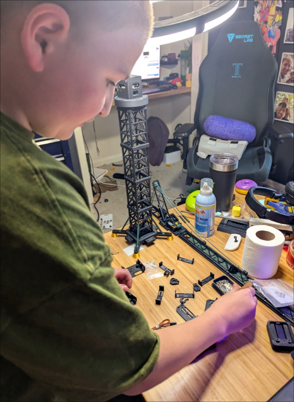 Wyatt Focused On The Crane Build