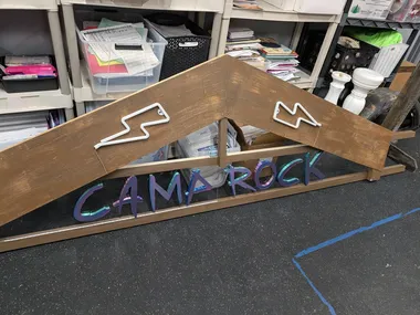 Camp Rock Sign Camp Rock Sign all put together, by the fabulous Rhiannon, the letters came out great, her work on the built is amazing, cant wait to see it…