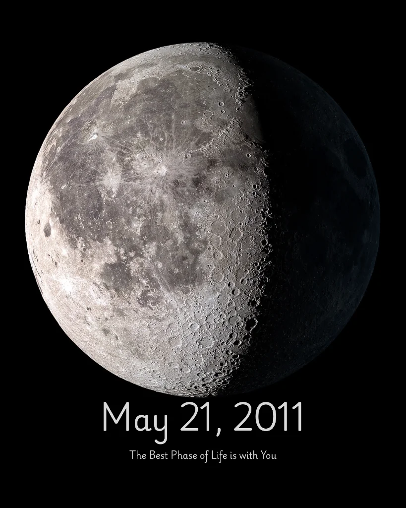 Moon print labeled May 21, 2011