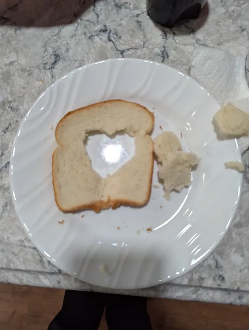 Prepped bread for the heart shaped one eye'd pirate